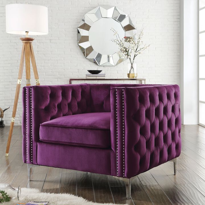 Inspired Home Clarinda Velvet Club Chair