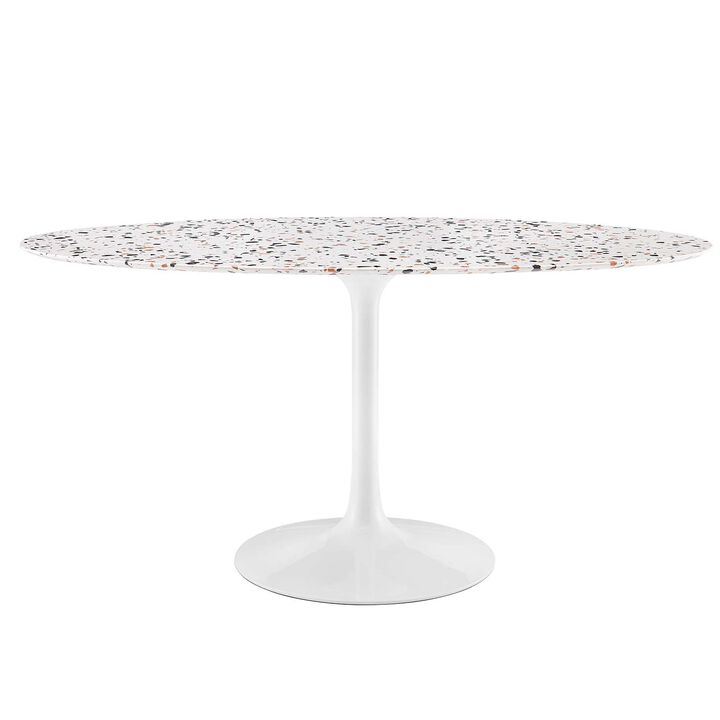 Modway - Lippa 60" Oval Terrazzo Dining Table White White