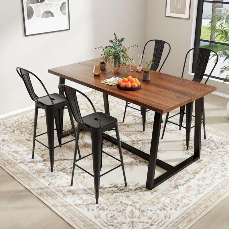Hivvago Set of 4 Bar Height Chairs Stackable Metal Bar Stools with Removable Backrest