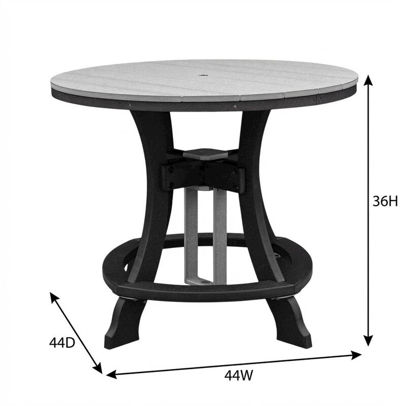 Outdoor Escape Light Gray Counter Height Round Table With Black Base For Outdoor Dining image number 6