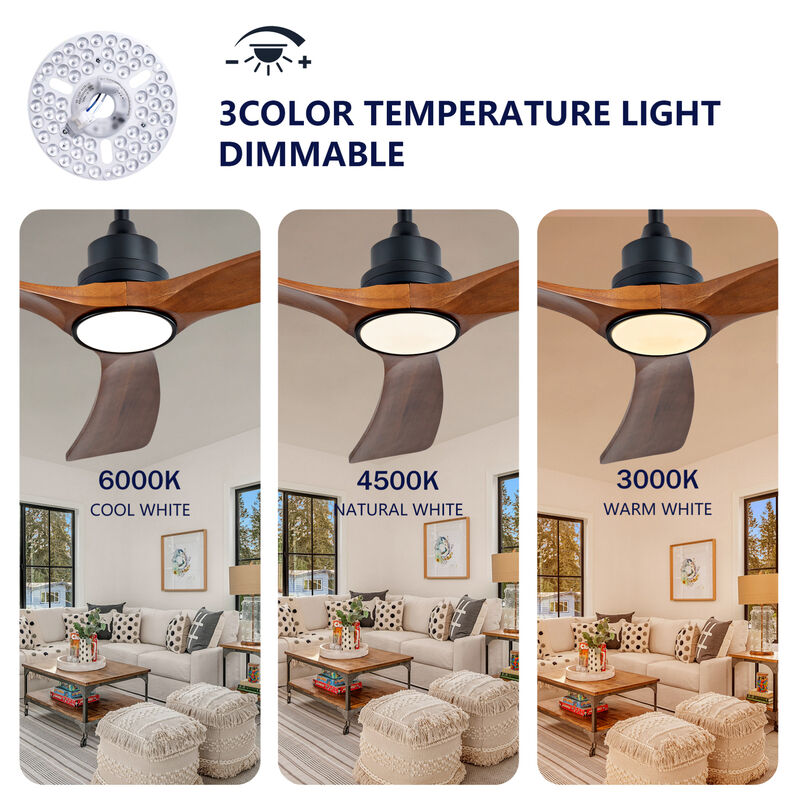 60" Solid Wood Blade Ceiling Fan image number 8