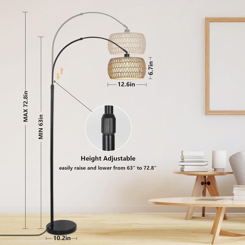 ELEMENT ACE Arc Floor Lamp with Stepless Dimmable Lighting, Multiple Control Options, Adjustable Height, Stable Anti-Tip Base for Living Room Bedroom Reading Use image number 2