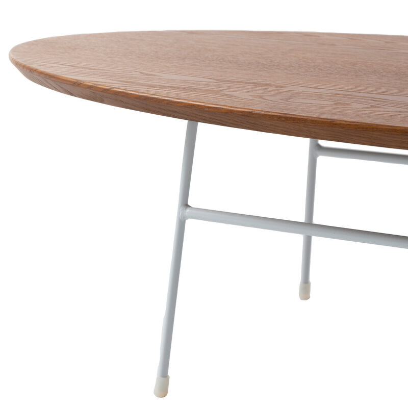 LeisureMod Rossmore Modern Oval Coffee Table with Steel Frame &ndash; Stylish Accent Table for Living Room, Lounge, and Contemporary Spaces