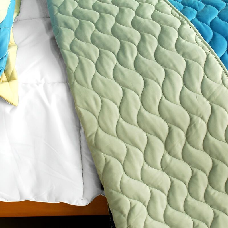 Queen Size 3-Piece Vermicelli Quilted Patchwork Quilt Set with Shams image number 3
