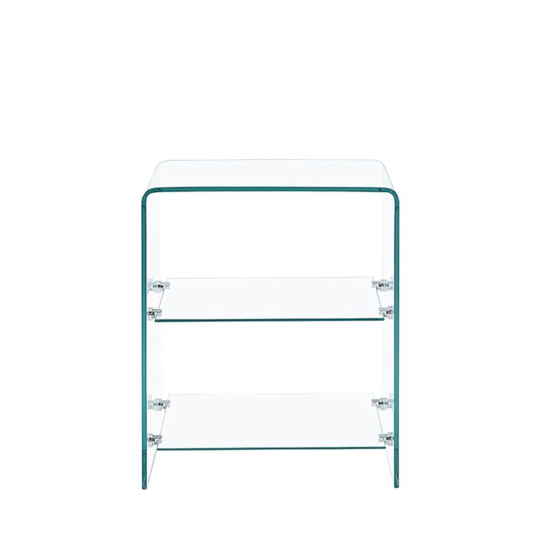 HomeRoots 18" Clear Glass Floor Shelf End Table With Two Shelves image number 0