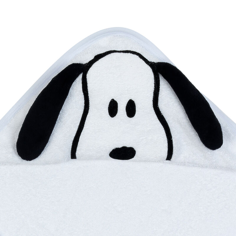 Lambs & Ivy Snoopy Baby/Infant Cotton Hooded Bath Towel - White