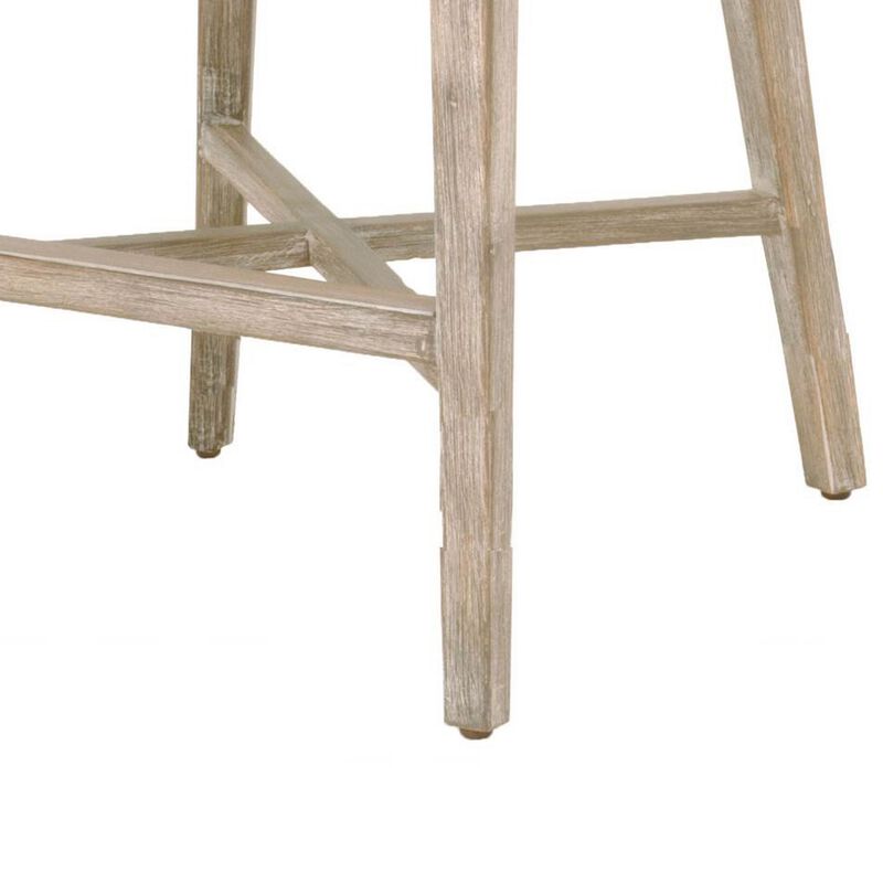 Interwoven Rope Barstool with Flared Legs and Cross Support, Gray-Benzara