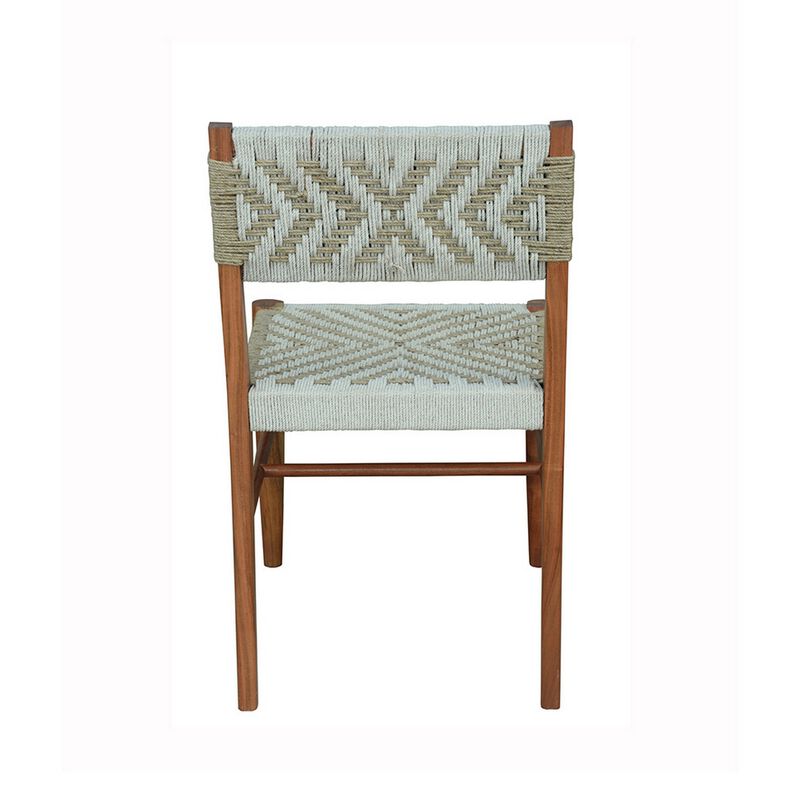 Cero 21 Inch Dining Chair, Woven Cotton Seat and Back, Brown, Gray - Benzara