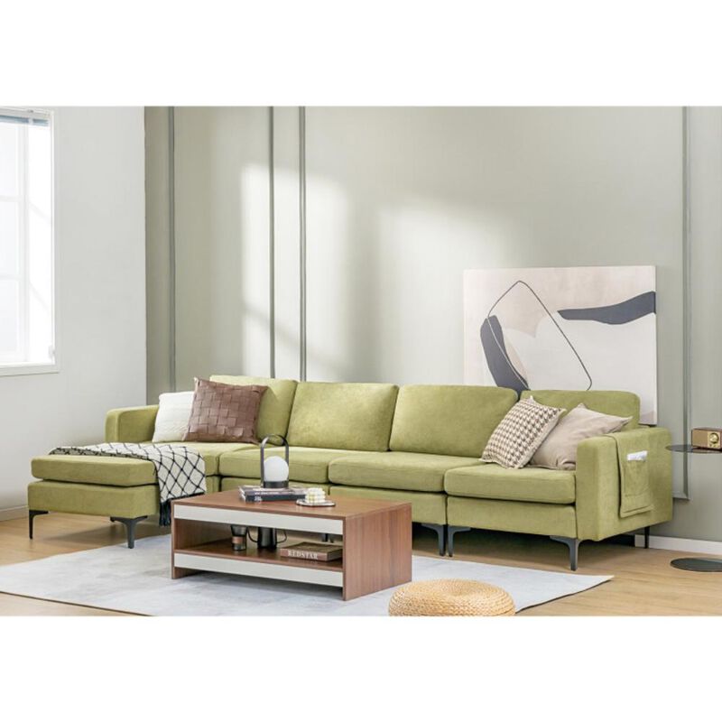 Hivvago Modular L-shaped Sectional Sofa with Reversible Chaise and 2 USB Ports