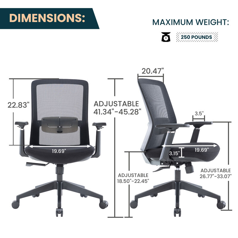 LeisureMod Ergonomic Office Chair Mid-Back Mesh Conference Chair Swivel Computer Chair With Adjustable Height and Armrests Ingram Series