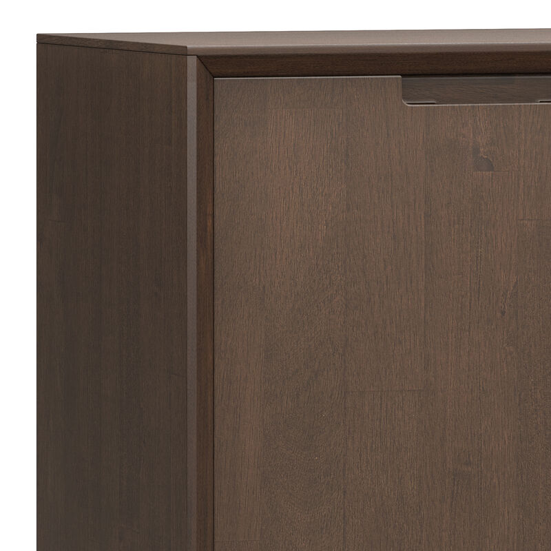 Banting SOLID HARDWOOD 32 inch Wide Modern Industrial Low Storage Cabinet in Walnut Brown