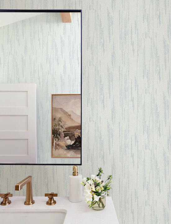 Baris Aqua Stipple Stripe Wallpaper