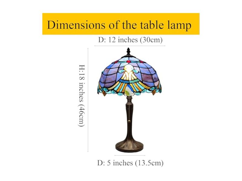 Tiffany Style Stained Glass Table Lamp For Living Room Bedroom Desk Purple image number 3