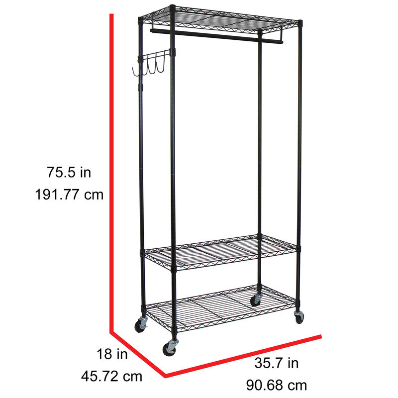 Oceanstar Garment Rack with Adjustable Shelves with Hooks