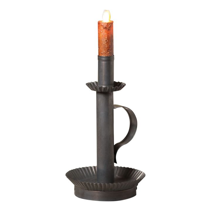 Tall Metal Candlestick Lamp Base 9in Kettle Black Country Farmhouse Decor