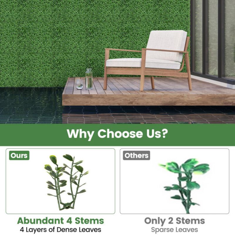 Hivvago 12 Pieces 20 x 20 Inch Artificial Boxwood Wall Panels with Insertable Branches