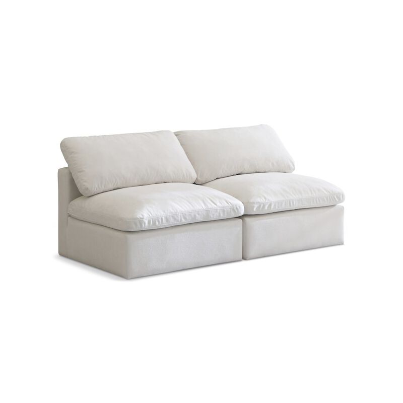 Meridian Furniture Plush Cream Velvet Standard Comfort Modular Sofa