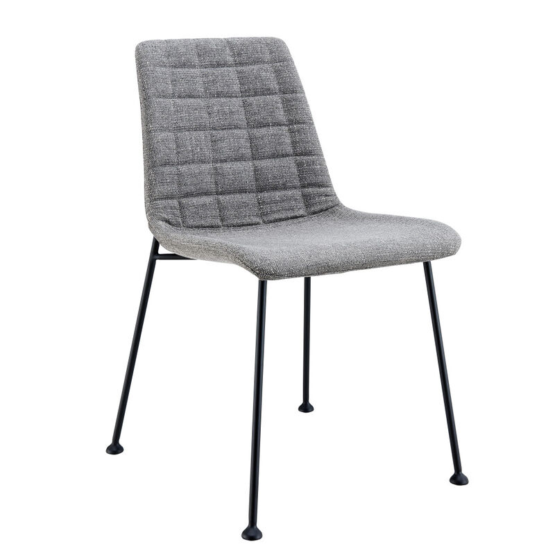 Hivvago Set of Two Gray And Black Upholstered Fabric Dining Side Chairs