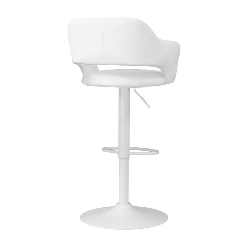 Bar Stool, Swivel, Bar Height, Adjustable, White