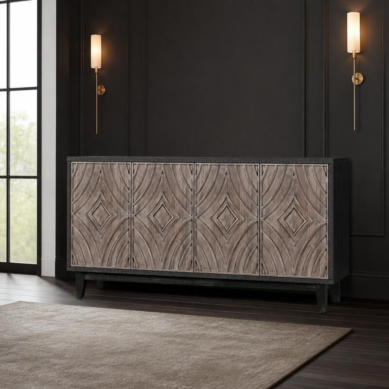 60" Storage Sideboard Buffet Cabinet image number 3