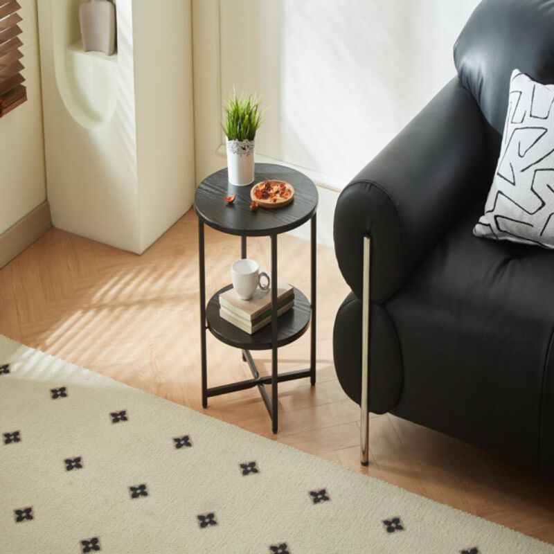 2-Tier Farmhouse End Table &ndash; Rustic Design, Ample Storage for Living Room or Bedroom