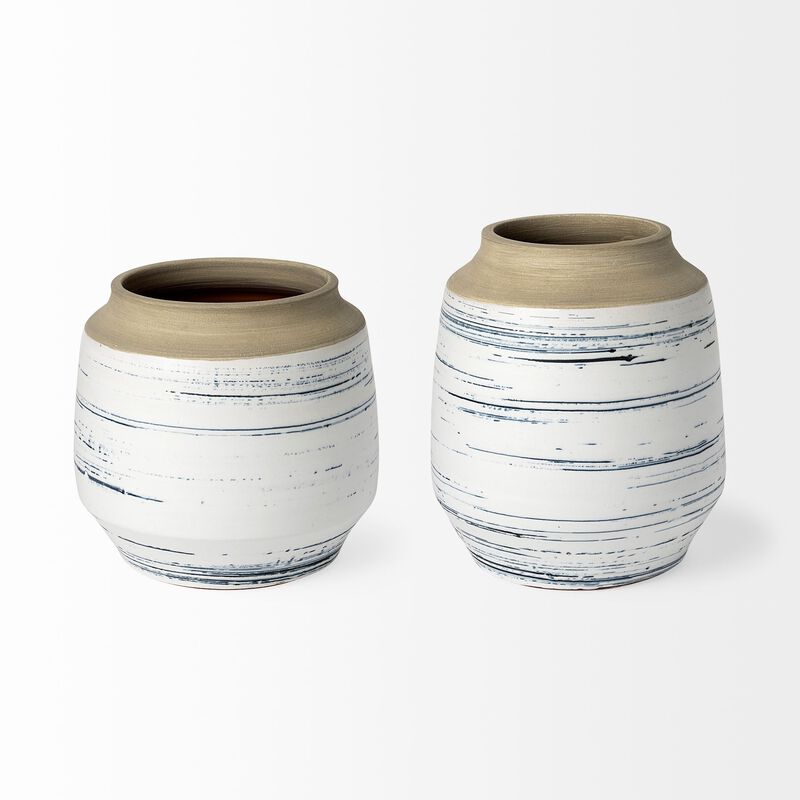Decorative Abstract Ceramic Cylinder Vase for Living Room or Entryway