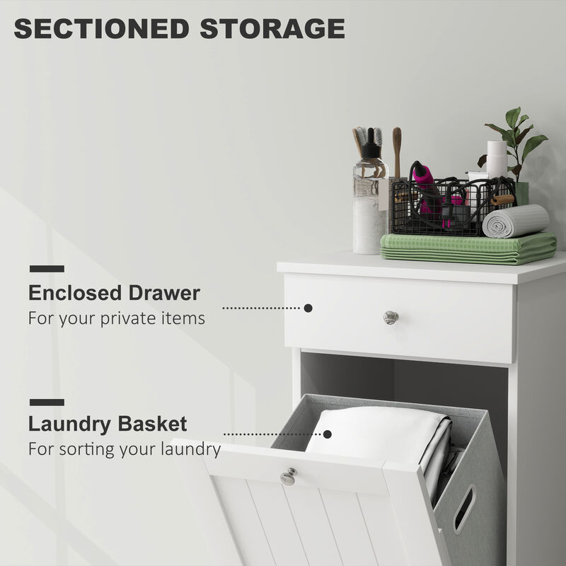 Hivvago Wooden Laundry Cabinet with Tilt-Out Basket image number 3