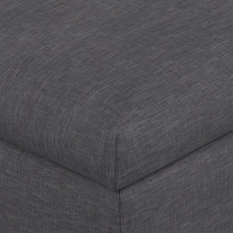 Gabbie 36 inch Wide Contemporary Square Square Coffee&nbsp;Table Storage Ottoman in Slate Grey Polyester Linen, Assembled image number 7