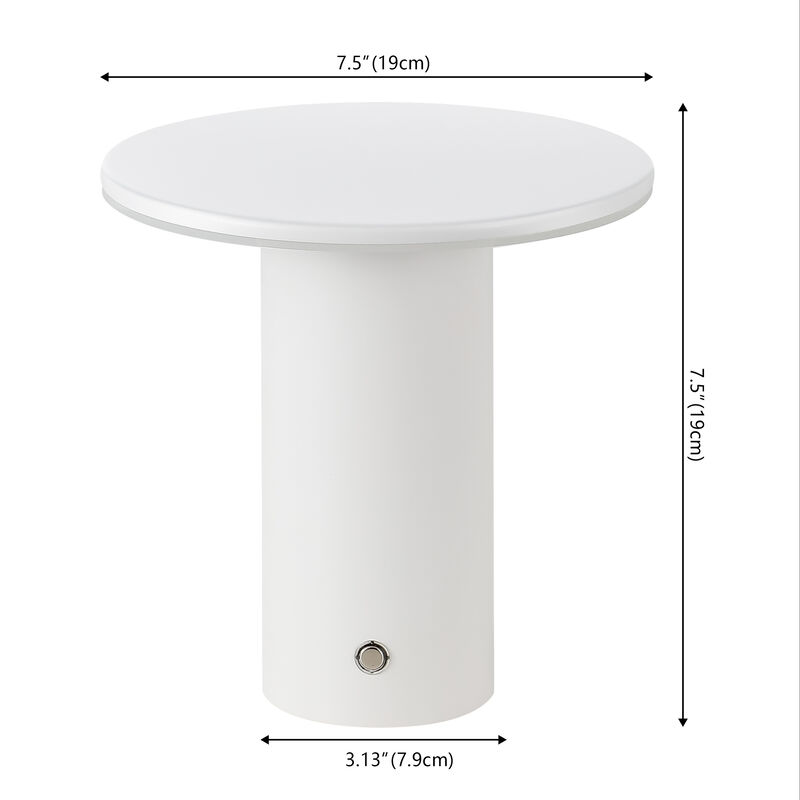 Gio 7.5" Modern Minimalist Column Rechargeable/Cordless Dimmable Integrated LED Table Lamp with Touch Sensor