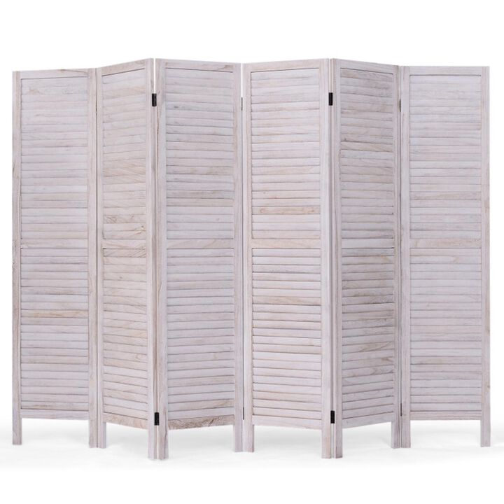 Hivvago 6 Panels Classic Venetian Wooden Slat Room Screen