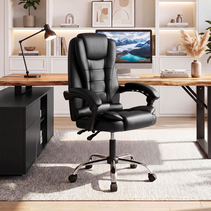 Ergonomic Executive Office Chair High Back with Armrests and Leather Seat image number 3