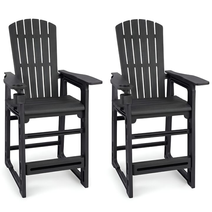 Outdoor Bar Stool Set of 2 29 Inch Patio Chairs with Back and Armrests