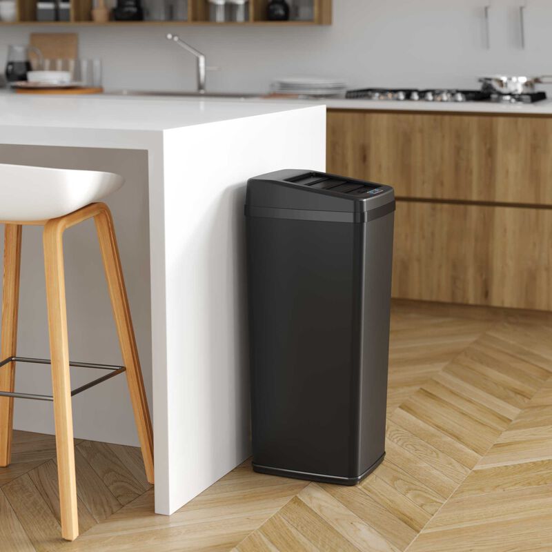 iTouchless 14 Gallon Black Sliding Lid Sensor Trash Can