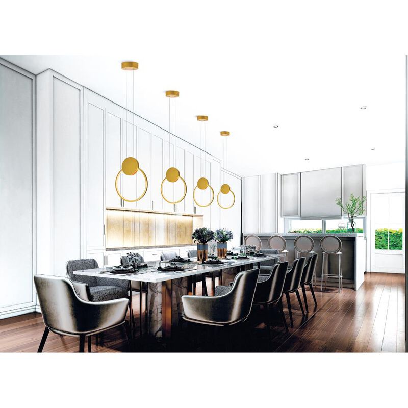 Pulley 12 in LED Satin Gold Mini Pendant