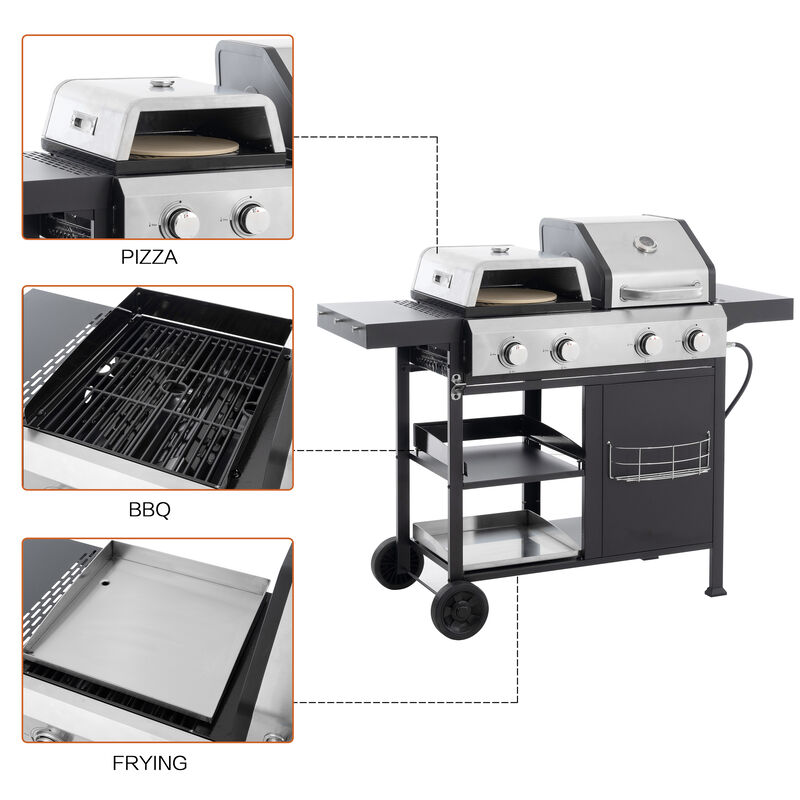 Stainless Steel 4-Burner 49,200 BTU Propane Gas Barbecue Grill image number 4