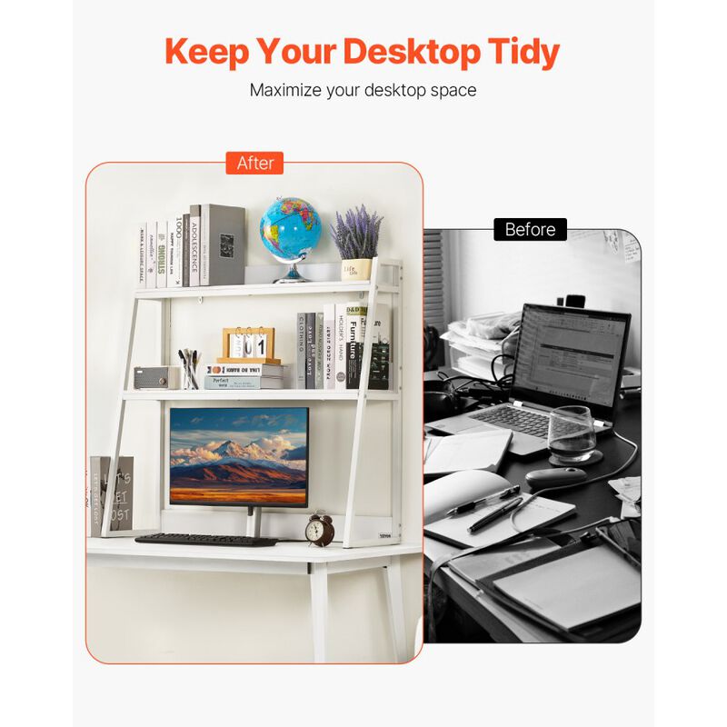 2-Tier Desktop Bookshelf Organizer with Storage Rack for Office and Home image number 7