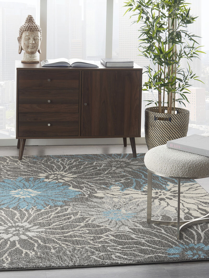 Passion PSN17 Chracoal/Blue 5' x Round Rug image number 8