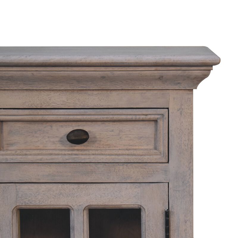 Solid Wood Stone Finish Nightstand  with Glazed1 Door 1 Drawer