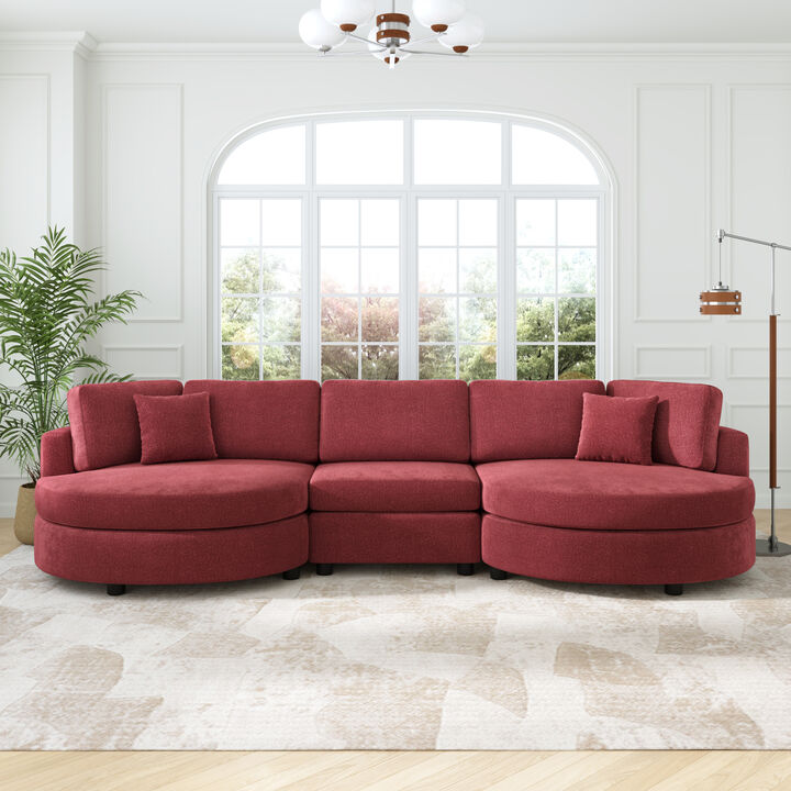 Merax Curved Chenille Upholstered Sofa with Matching Pillows