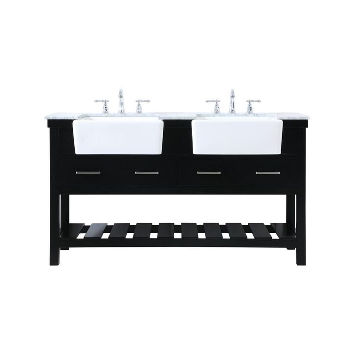 Elegant Kitchen and Bath 60 inch double bathroom vanity in black
