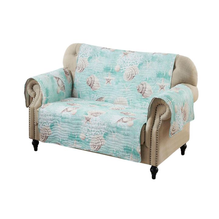 Greenland Home Fashions Barefoot Bungalow Ocean Furniture Protector - Loveseat 103x76", Turquoise
