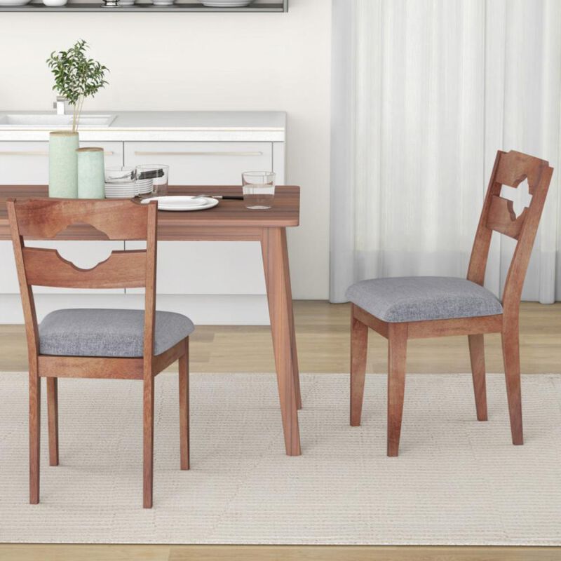 Hivvago Dining Chair Set of 2 Fabric Upholstered Kitchen Chairs with Padded Seat and High Back