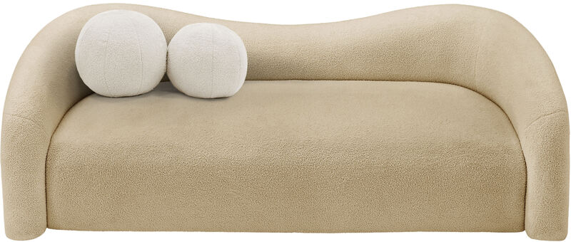 Meridian Furniture Kali Beige Faux Shearling Teddy Fabric Sofa image number 4