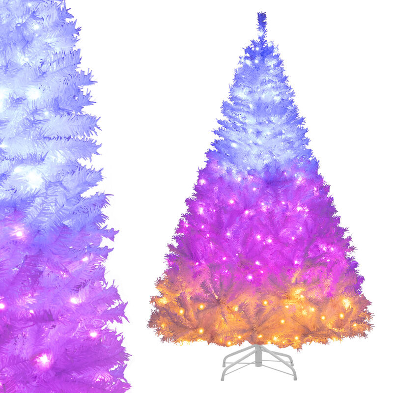Pre-Lit Hinged Xmas Tree, Artificial Christmas Tree with 11 Light Modes image number 6