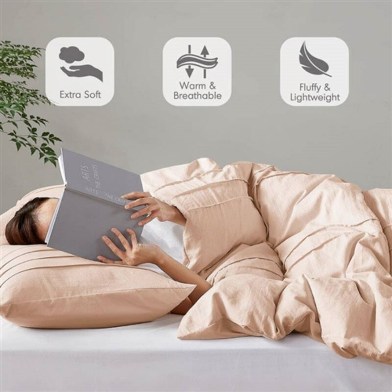 3-Piece Soft Microfiber Pleated Comforter Set &ndash; Lightweight & Cozy