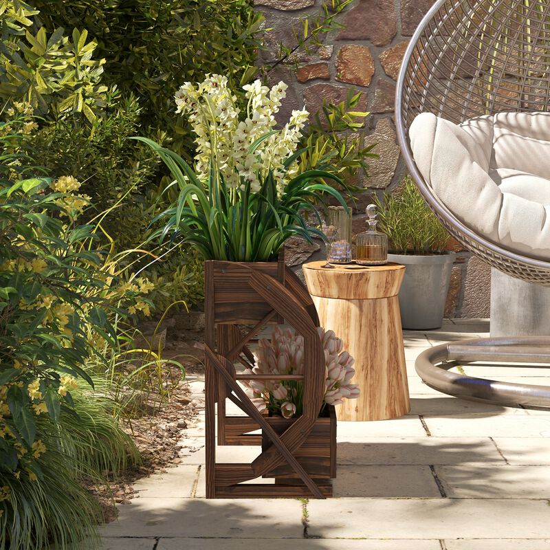 Hivvago Compact 2-Level Wooden Garden Planter image number 7