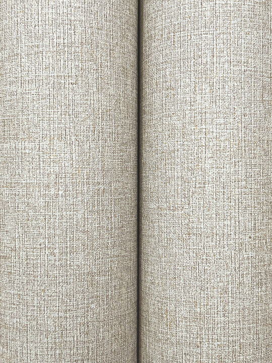 Heathered Linen Beige Faux Fabric Wallpaper