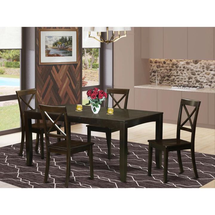 6 PC Kitchen Table with bench-Table with Leaf 4 Kitchen Dining Chairs and Bench