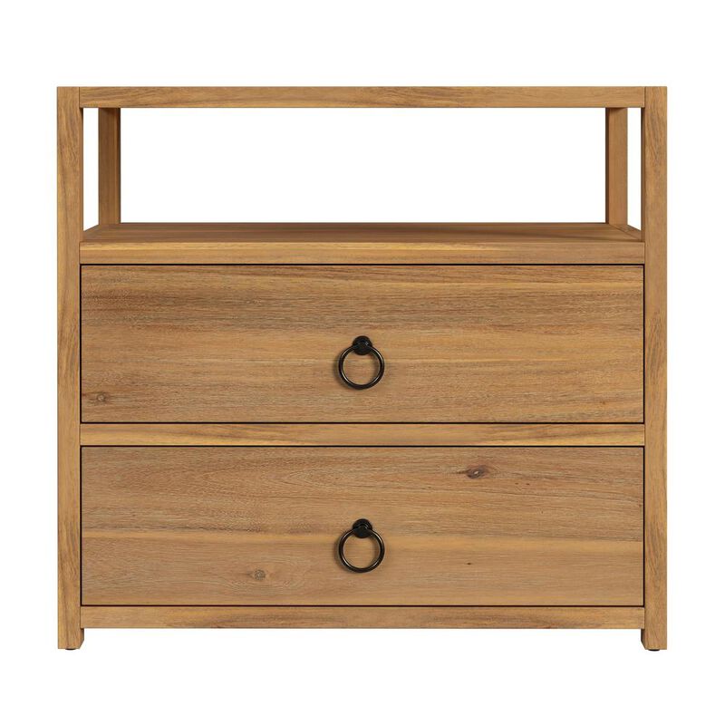 Butler Specialty Lark Natural 2 Drawer Wide Nightstand, Light Brown