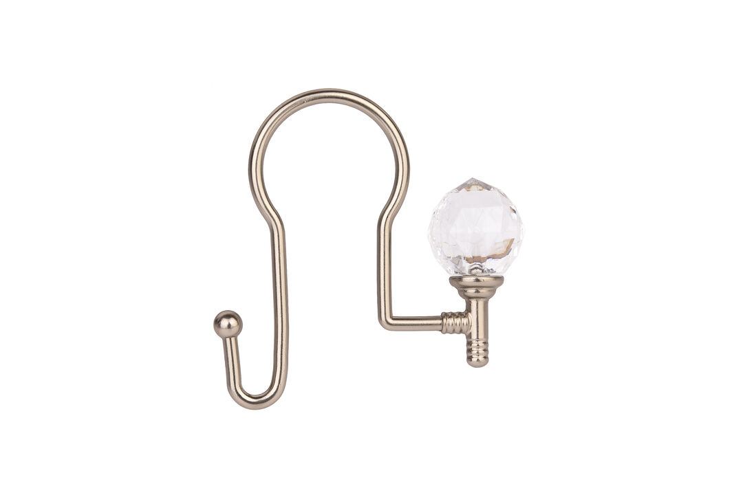Utopia Alley Rust-Proof Zinc Double Shower Curtain Hooks with Acrylic Crystal Design, Shower Hooks Hangers for Bathroom, Kitchen Utensils, Curtains, Clothing, Towels etc - Set of 12